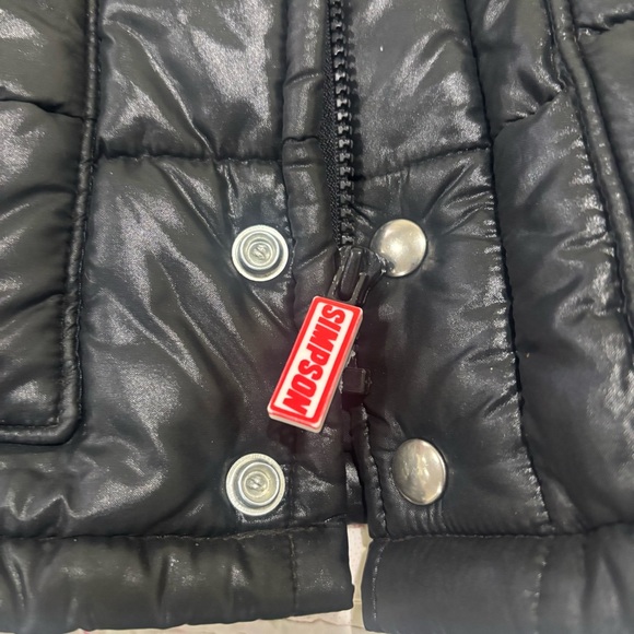 VTG Simpson Racing Safety Equipment Puffer Jacket Black Retro 70s 80s (size L) - Picture 7 of 9